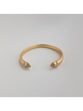 Stella & Dot Ansley Cuff Bracelet Brushed Gold Tone Pave Crystal Rhinestone Open